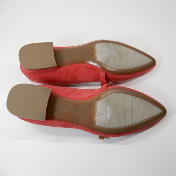 Aquatalia Priya Pointed Toe Mary Jane Flats Size 9 Raspberry Red Suede Leather - Picture 10 of 10